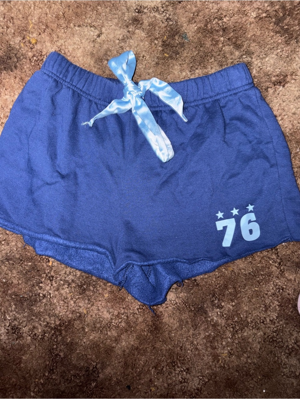 Blue Women's Lounge Shorts with Satin Tie